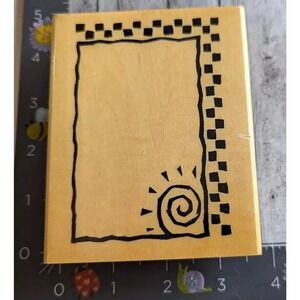 Anita's Arizona Frame Sun Checker Rubber Stamp Wood #B28
